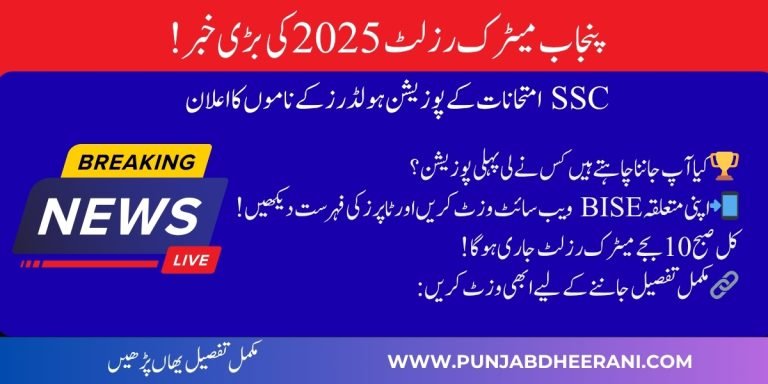 Matric Position Holders 2025 Punjab