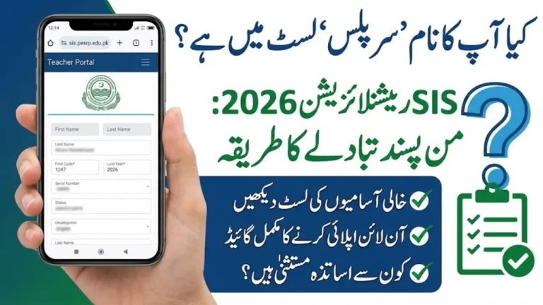 SIS Rationalization and Transfer of Surplus Teachers 2026 – Complete Guide at sis.pesrp.edu.pk